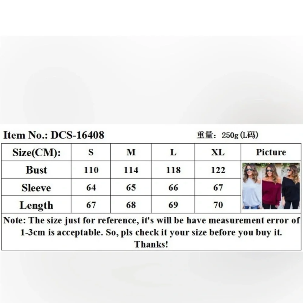 Black Off-Shoulder casual tunic Top knit women shirt